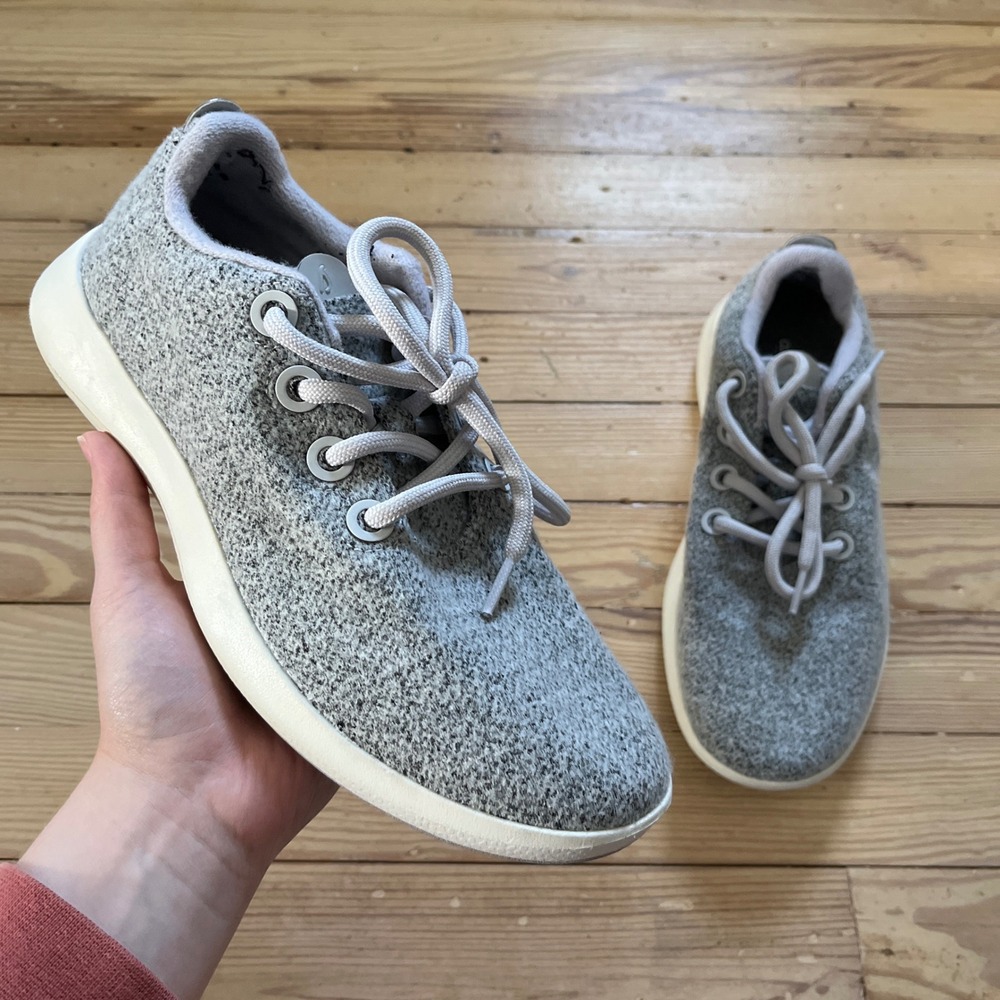 Allbirds Wool Runners Women 9 Grey Sustainable Merino Wool Lace Up Sneakers